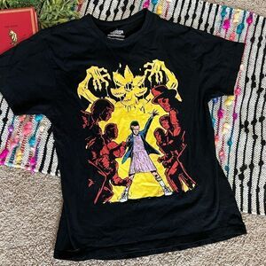 Lootcrate Stranger Things Demogorgon Vs Eleven Black Yellow Red Graphic Tee Sz M